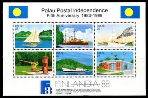 Palau: 1988 Postal Independence Fifth Anniversary Souvenir Sheet (196) MNH - Picture 1 of 1
