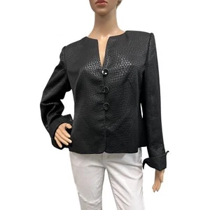 ARMANI COLLEZIONI Vintage Italian Evening Jacket Blazer Women's BLACK Sz 14 - Picture 1 of 8