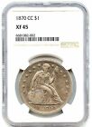 1870 CC LIBERTY SEATED SILVER DOLLAR NGC XF 45 NICE SILVER COLOR 1870 CC LIBERTY SEATED SILVER DOLLAR NGC XF 45 NICE SILVER COLOR