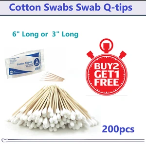BUY 2 GET 1 FREE! 200 Cotton Swab Applicator Q-tip Swabs 6" or 3" Wood Handle - Picture 1 of 1