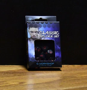 Q-Workshop- Classic Dice Set: Black/Red Color - Picture 1 of 1