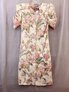 All That Jazz dress Women 3 / 4 Cream Pink floral Vintage 80 90 pencil Knee - Picture 1 of 22