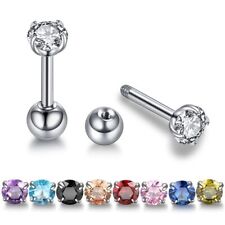 Crystal Zircon Barbell Rings - 16G Stainless Steel Body Piercing Jewelry 1PC