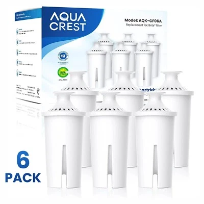AQUA CREST Replacement for Water Pitchers and Dispensers Brita® Filter NSF (6) - Image 1 of 4
