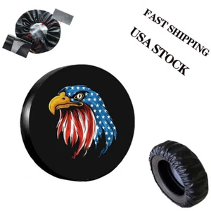 Blue Eagle Black Spare Tire Cover Leather DustProof Waterproof For RV SUV 17" - Picture 1 of 8