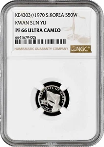South Korea 50 won 1970, NGC PF66 UC, "Celadon Vase" silver coin - Picture 1 of 2