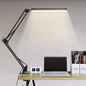 80LED Schreibtischlampe Gelenkarm Lampe Tischlampe Bürolampe Arbeitsplatzleuchte - Bild 1 von 12