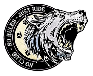 Lone Wolf No Club No Rules Just Ride Bügelbild bestickt Rückenaufnäher 11 1/2 "X 9" - Bild 1 von 2