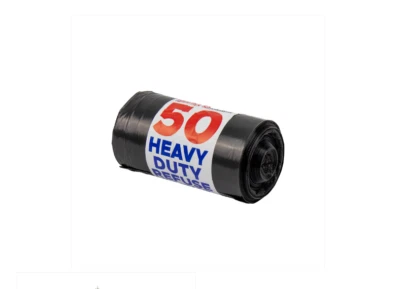 Bin Bags Refuse Sacks Rubbish Black Liner Heavy Duty 70L Extra Strong Roll of 50 - Image 1 of 2