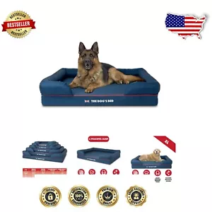 Orthopedic XL Dog Bed Blue & Red UK Flag Design - Memory Foam for Joint Relief - Picture 1 of 10