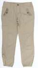 MALVIN Womens Grey Cotton Trousers Size 30 in L26 in Slim Button