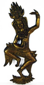 7" Vintage Wanddeko Khmer Stil Anghor tanzende Figur buddhistische Religion Messing - Bild 1 von 4