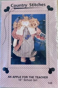 AN APPLE FOR THE TEACHER School Girl Doll Country Stitches Craft Sewing Pattern - Picture 1 of 2