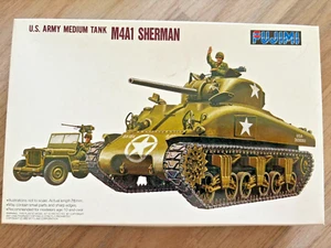 1992 Fujimi WWII 1:76 US Army Medium Tank M4A1 Sherman Plastic Model Kit, NEW! - Picture 1 of 1