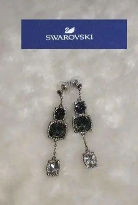 Swarovski Black Crystal Dangle Earrings with Box Used - Image 1 of 4