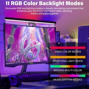 LED Screen Bar Light USB Computer Monitor Eye-Care Reading Desk Lamp & Remote - Picture 1 of 10