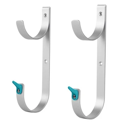 Ganchos accesorios de aluminio plateado Mainstays - 2 por paquete - 9 pulgadas x 1,5 pulgadas x 3,5 pulgadas Foto 1 de 4