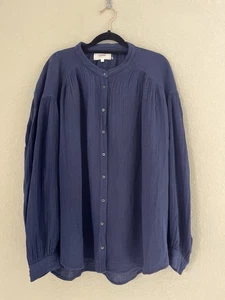 Camicia Xirena grande scout garza bottoni blu manica lunga cotone costiero - Foto 1 di 7