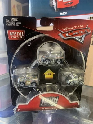SILVER SERIES Pixar Cars MINI RACERS 3-Pack THE KING Chick Hicks NATALIE FPT74 - Image 1 of 2