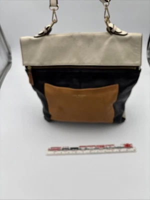 Isaac Mizrahi New York Color Negro Cuero Monedero Blanco Negro y Tostado Foto 1 de 4