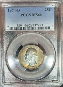 Toned 1974-D Washington Quarter PCGS MS66 - Picture 1 of 2