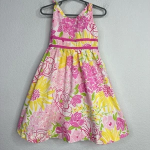 Lilly Pulitzer Dress Girls 4 Pink Floral VTG Cottage Tea Party Preppy Coquette - Picture 1 of 8