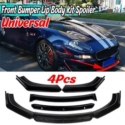 Car Front Bumper Splitter Lip Diffuser Spoiler Body KitW Full Surrounded ABS - Image 1 of 4