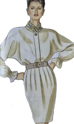 1980s Batwing Poet Sleeve Tulip Bell Skirt Dress New Look 6597 Sewing Pattern - Image 1 of 3