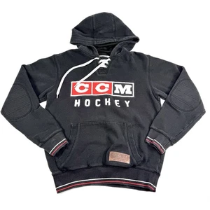 CCM Hockey Hoodie Herren Small schwarz gesticktes Logo Schnürung Sweatshirt - Bild 1 von 18