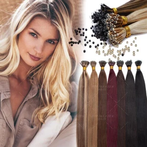 Nano Ring Micro Perline I Tip Real 100% Remy Extension Capelli Umani 24" 1G 200S D15 - Foto 1 di 25