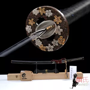 Japanese Samurai Katana Sword Hand Polished Clay Tempered Sharp Blade With Box - Picture 1 of 12