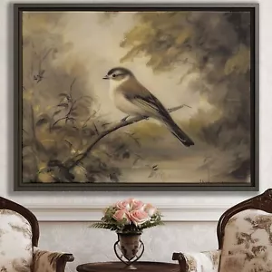 Bird Wall Art Canvas Print Rustic Wildlife Oil Painting Framed Nature Decor - Picture 1 of 9