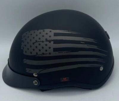 Medio Casco Torc T-53 Plano Negro Bandera Mediano Caja Abierta Foto 1 de 4
