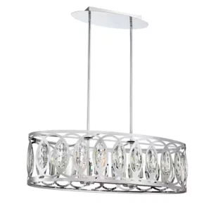 Modern Chic Chrome Finish 6 Light Chrome Oval Chandelier 9.5 in - Picture 1 of 1