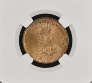1912 C KG V British India 1/4 Anna - NGC Graded MS 64 RB - Picture 1 of 4