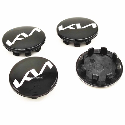 set 58mm KN Car Wheel Center Hub Caps Black Cover for K5 K3 SORENTO RIO SOUL - Image 1 of 2