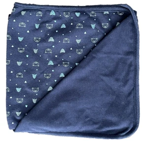 Janie and Jack Layette Navy Blue Bear Head Pine Tree Cotton Babydecke 2019 - Bild 1 von 5