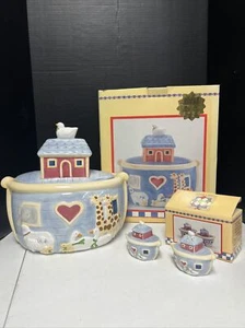 1993 Susan Wright Noah's Ark Large Ceramic Cookie Jar With Matching Shakers - Picture 1 of 8