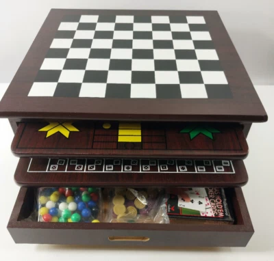 Cardinal 12 In 1 Wood Game Center - Family Favorite Classic Games - COMPLETE - Image 1 of 4