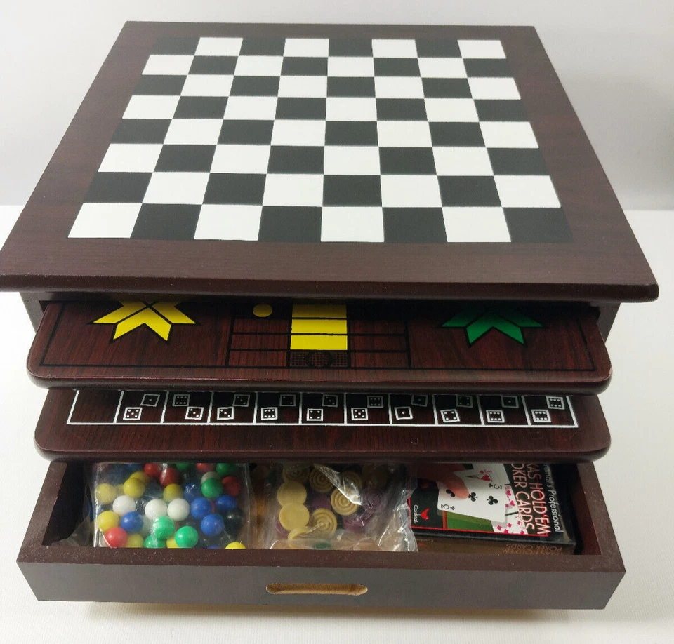 Cardinal 12 In 1 Wood Game Center - Family Favorite Classic Games - COMPLETE - Image 1 of 4