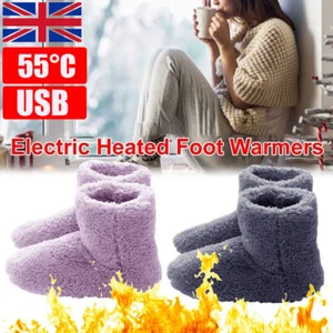 New Winter USB Warmer Foot Shoe Plush Warm Electric Slipper Feet Heated Washable - Picture 1 of 13
