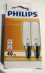 Philips 40W Tubular Rangehood Appliance Globe SES T25L Clear E14(twin Pack) - Picture 1 of 2