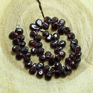 Red Garnet Smooth Pear Beads 8 inch Briolette Natural Loose Gemstone Jewelry