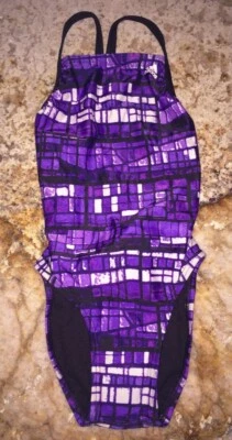 Traje de baño ADIDAS vitral vórtice trasero púrpura negro 1 pieza niñas mujeres 12 2 28 Foto 1 de 4