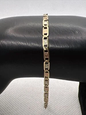 ITALY Solid 10K (417) Tricolor Gold Diamond Cut Valentino Style Chain Bracelet - Image 1 of 4