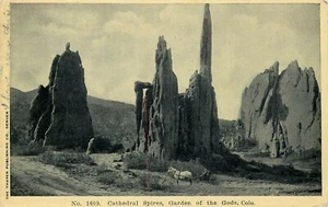 Postal Colorado Catedral Agujas Jardín de los Dioses 1911 Borde Blanco - Imagen 1 de 2