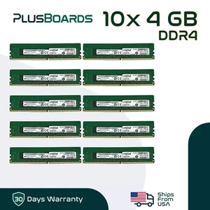 Micron 10x 4GB = 40GB DDR4 RDIMM PC4-2133P ECC 2133MHz 1Rx8 1.2V Server Memory - Picture 1 of 10