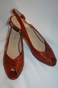 NOB Bruno Magli US 8 AAA Brown Tobacco Leather Peep Toe Italy Shoes MSRP$345 - Picture 1 of 6