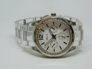 Relic ZR15564 Clear Bracelet Quartz Analog Women's Watch Sz. 6 1/2" New Battery - Picture 1 of 4