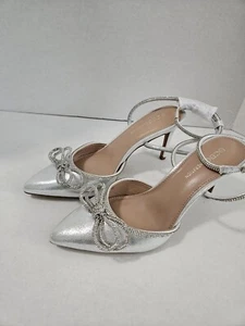 BCBGeneration Annese Silber und Strass Heels Knöchelriemen Größe 8 Swiftie - Bild 1 von 8
